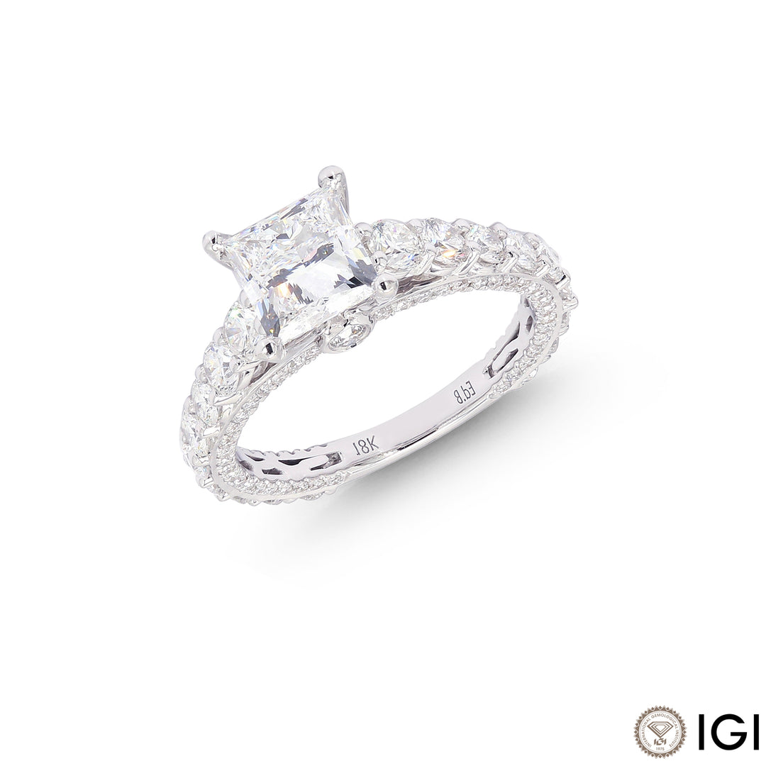 3.26CTW VVS2D IGI Certified Lab Grown Diamond Ring in 18K White Gold