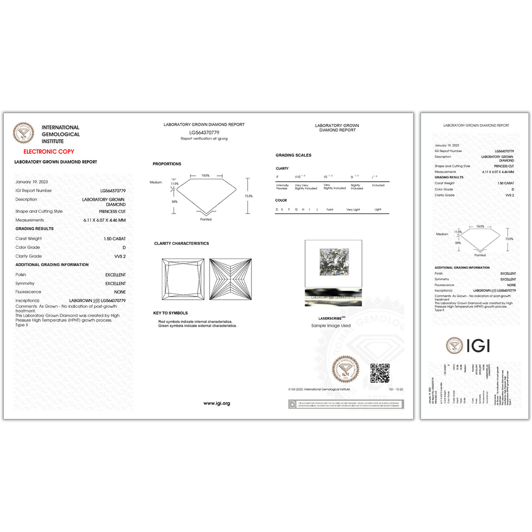 3.26CTW VVS2D IGI Certified Lab Grown Diamond Ring in 18K White Gold