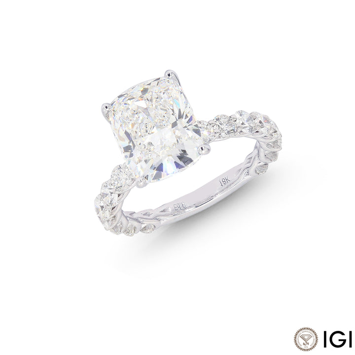 5.77CTW VVS1/E IGI Certified Lab Grown Diamond Ring in 18K White Gold