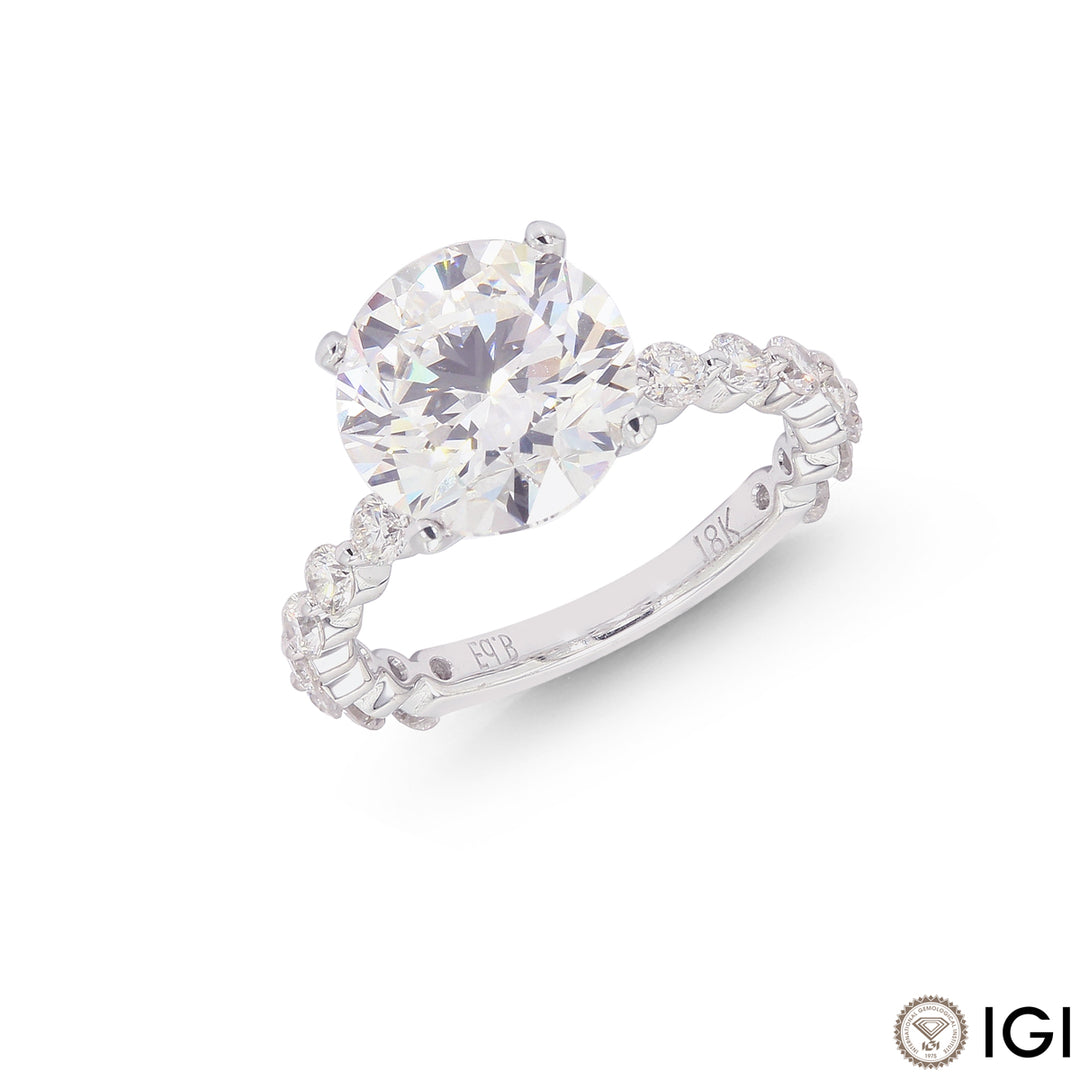 5.10CTW VVS2/F IGI Certified Lab Grown Diamond Ring in 18K White Gold
