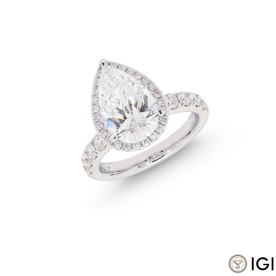 4.05CTW VVS1/E IGI Certified Lab Grown Diamond Ring in 18K White Gold