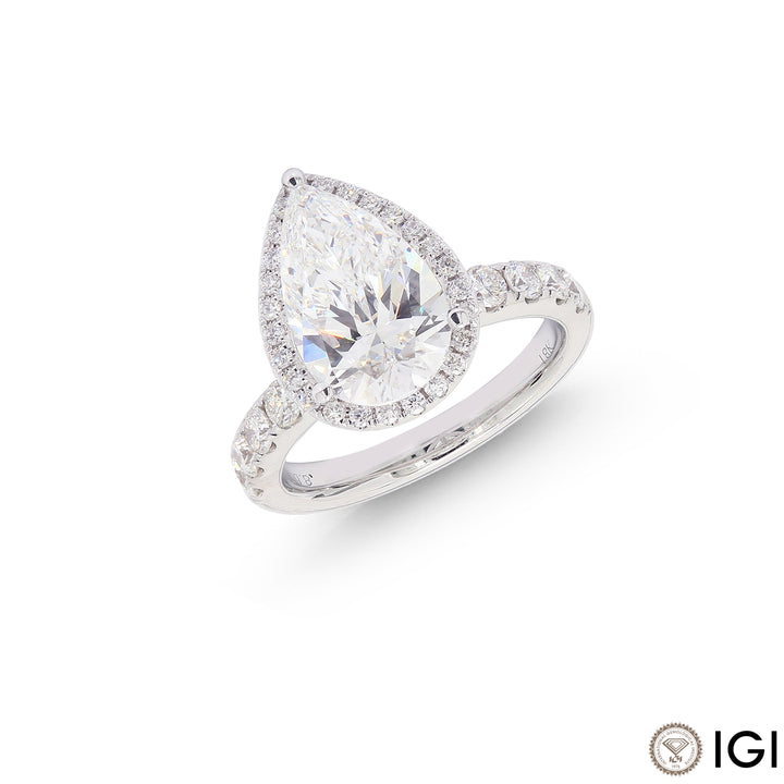 4.05CTW VVS1/E IGI Certified Lab Grown Diamond Ring in 18K White Gold