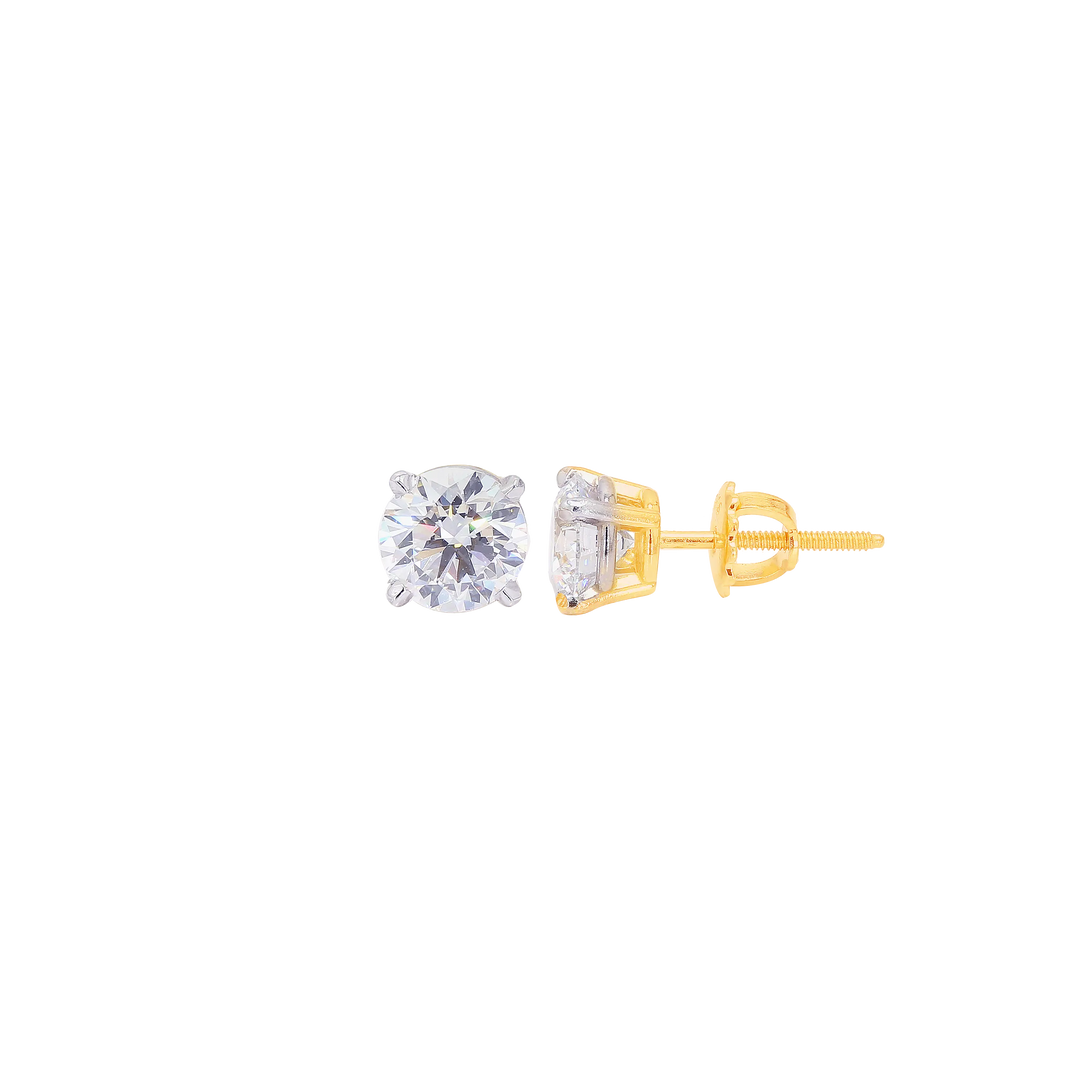 2.02CTW VVS1/E IGI Certified Lab Grown Diamond Solitaire Earrings in 18K Gold