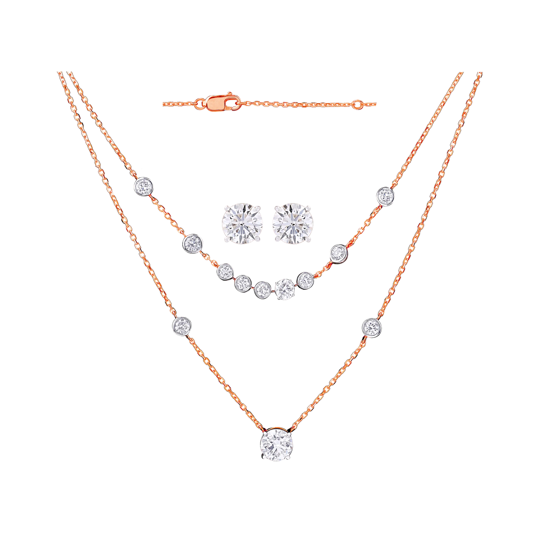 4.17CTW VVS/EF Lab Grown Diamond Necklace Set in 18K Rose Gold