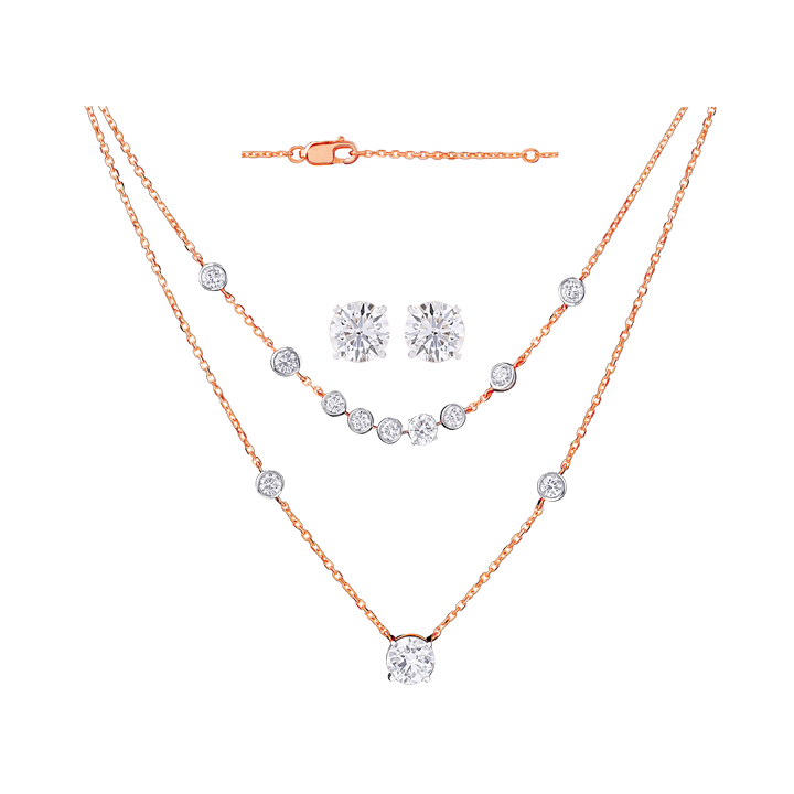 4.17CTW VVS/EF Lab Grown Diamond Necklace Set in 18K Rose Gold