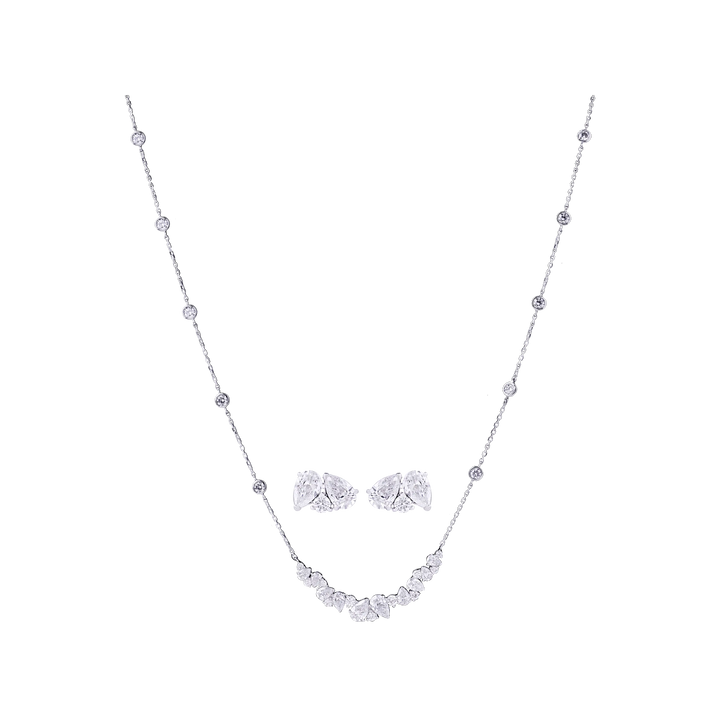 3.09CTW VVS/EF Lab Grown Diamond Necklace Set in 18K White Gold