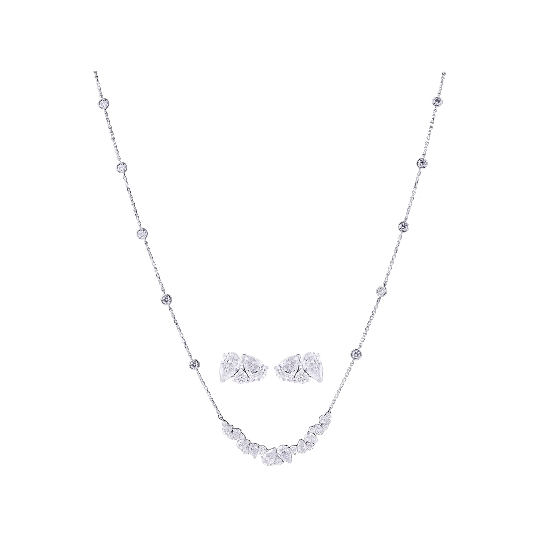 3.09CTW VVS/EF Lab Grown Diamond Necklace Set in 18K White Gold