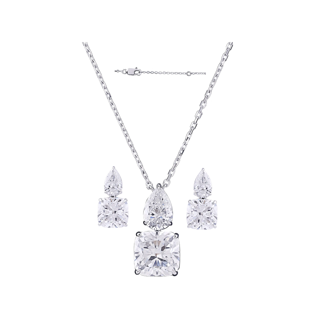 5.89CTW VVS/EF Lab Grown Diamond Necklace Set in 18K White Gold