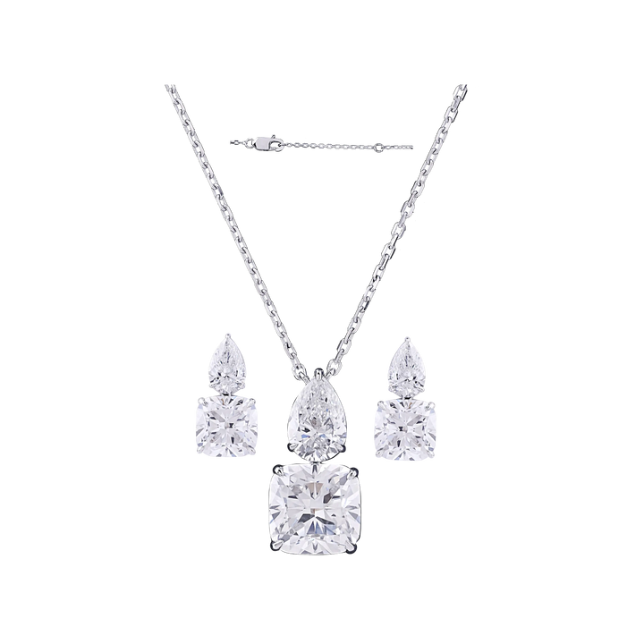 5.89CTW VVS/EF Lab Grown Diamond Necklace Set in 18K White Gold