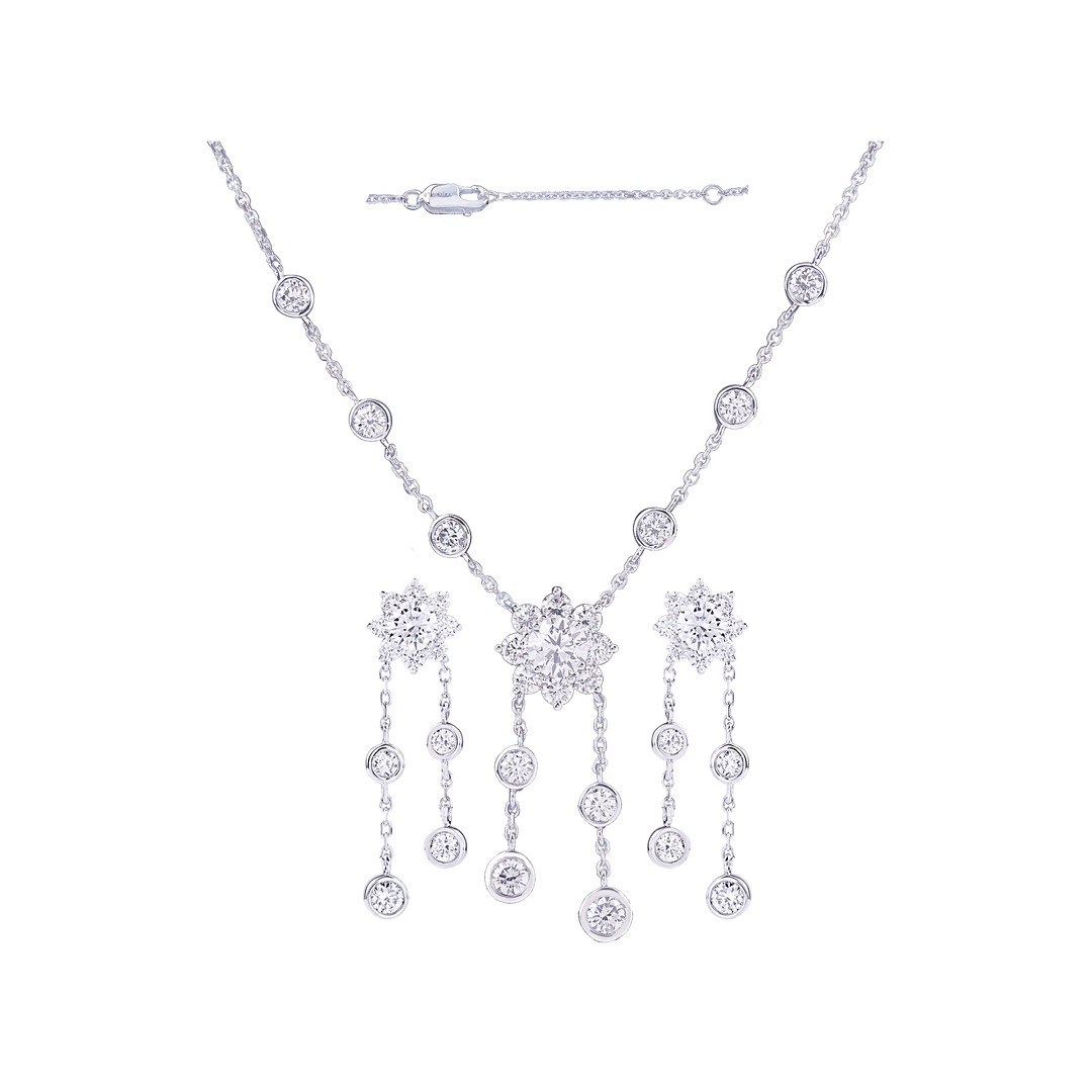 3.12CTW VVS/EF Lab Grown Diamond Necklace Set in 18K White Gold