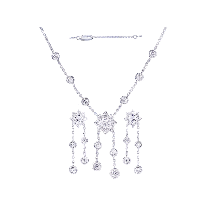 3.12CTW VVS/EF Lab Grown Diamond Necklace Set in 18K White Gold