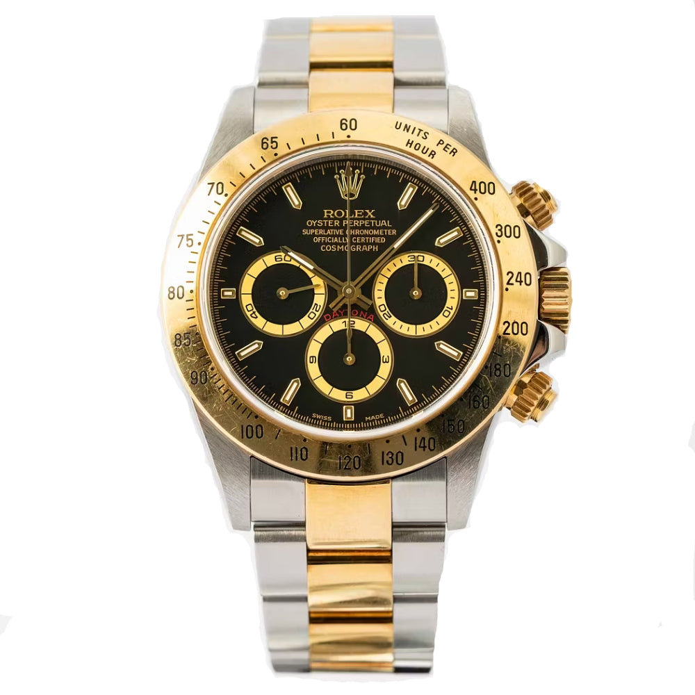 Daytona 40 Black Dial 18-Karat Gold and Stainless Steel Oyster Bracelet