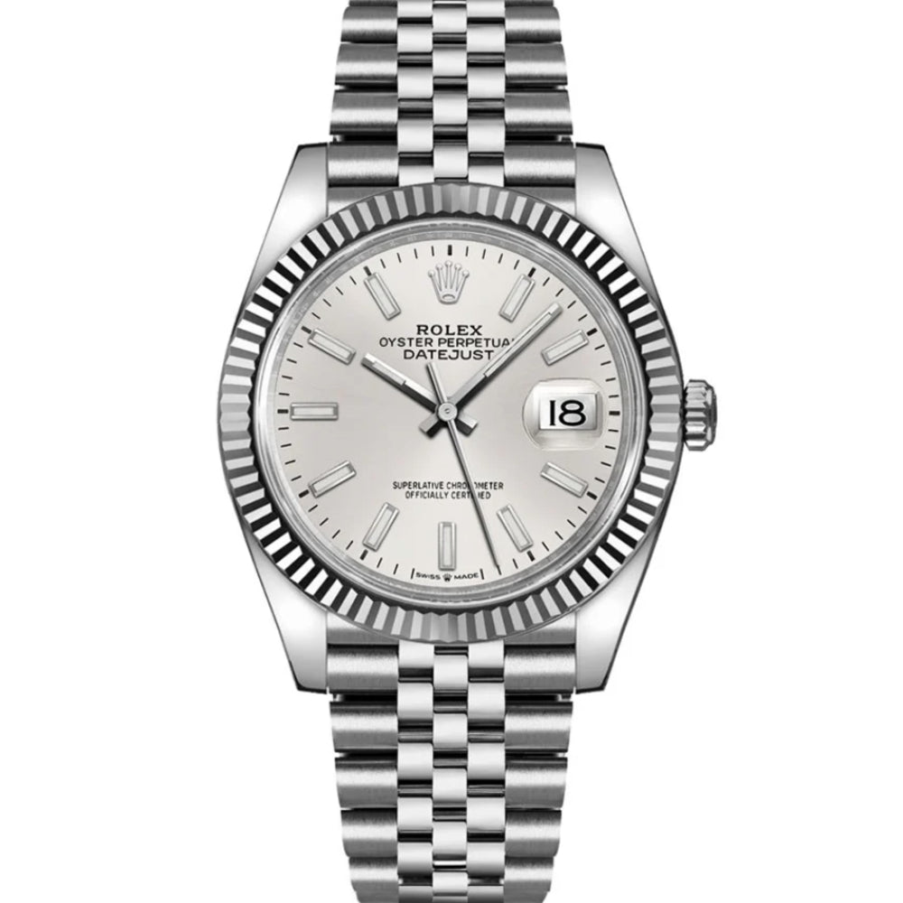 Datejust 41 Silver Dial 18-Karat White Gold and Stainless Steel Jubilee Bracelet