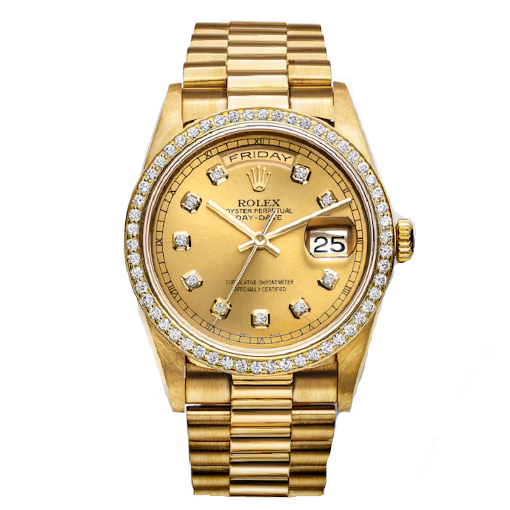 Day-Date 36 Presidential Champagne Diamond Dial with Custom 2-Carat Diamond Bezel 18-Karat Full Gold
