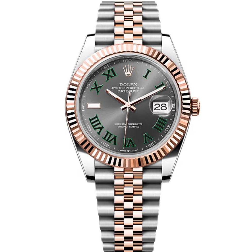 Datejust 41 Wimbledon Dial 18-Karat Rose Gold and Stainless Steel Jubilee Bracelet