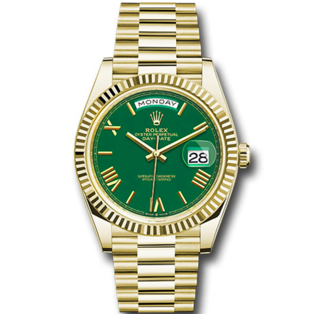 Day-Date 40 Presidential Money Green Dial in 18-Karat Gold
