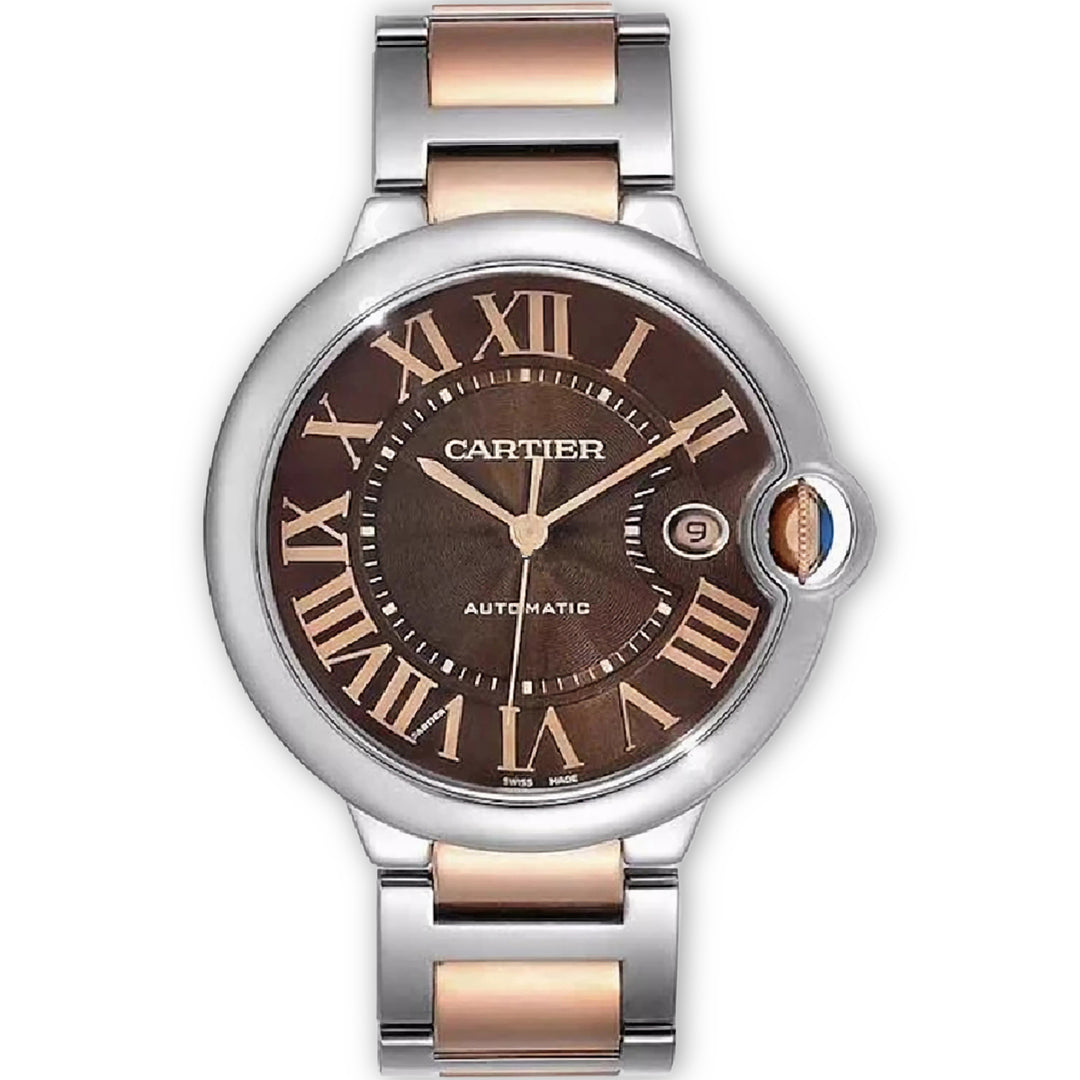Cartier Ballon Bleu 42mm Chocolate Dial in 18K Gold & Stainless Steel