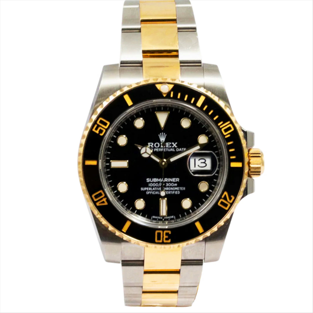 Submariner Date Black Dial 18-Karat Gold and Stainless Steel Oyster Bracelet