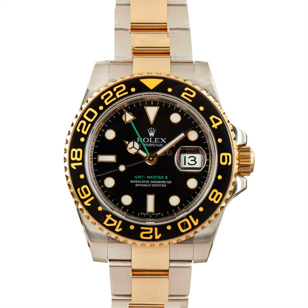 GMT Master ii 40  "Discontinued" Oyster Bracelet Black Dial 18-Karat Gold and Stainless Steel