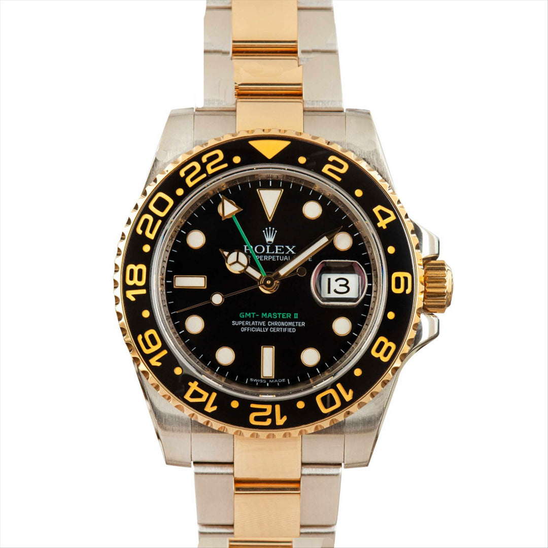GMT Master ii 40  "Discontinued" Oyster Bracelet Black Dial 18-Karat Gold and Stainless Steel