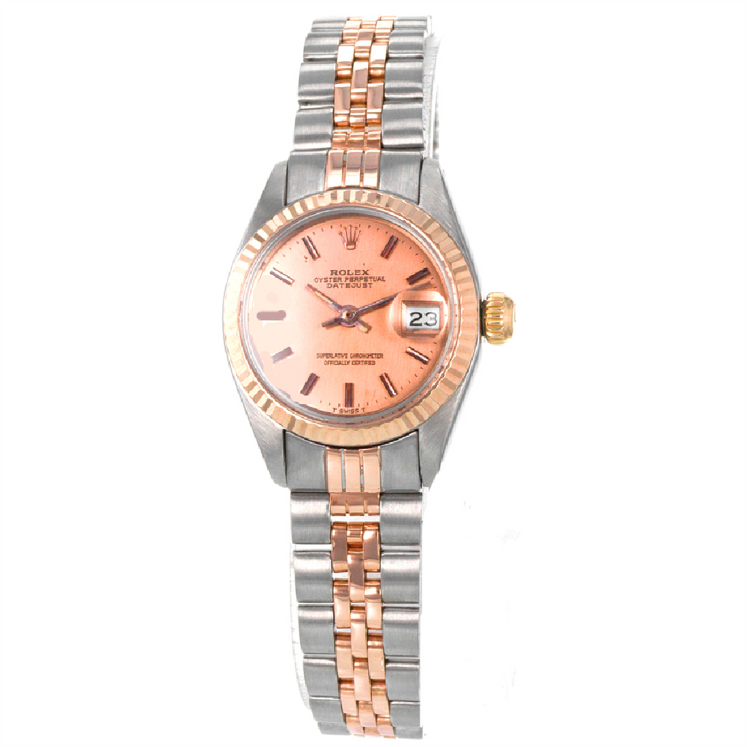 Datejust 26 Sundust Dial 18-Karat Rose Gold and Stainless Steel Jubilee Bracelet