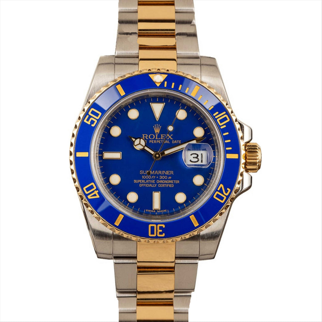 Submariner 40 Blue with Date Oyster Bracelet in 18-Karat Gold and Stainless Steel