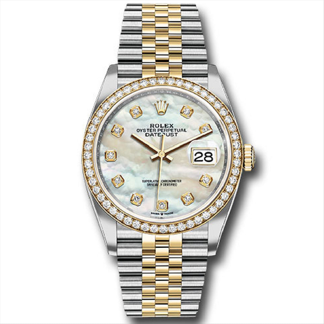 Datejust 36 Custom Mother of Pearl Diamond Dial with Custom Diamond Bezel & Jubilee Bracelet in 18-Karat Gold & Stainless Steel