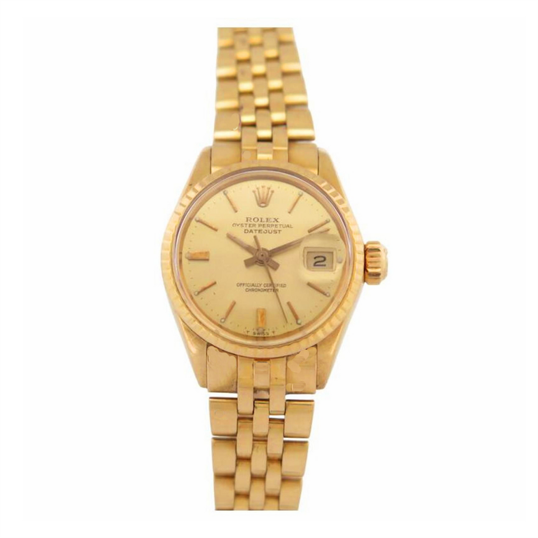 Datejust 26 President Champagne Stick Dial 18-Karat Gold Jubilee Bracelet