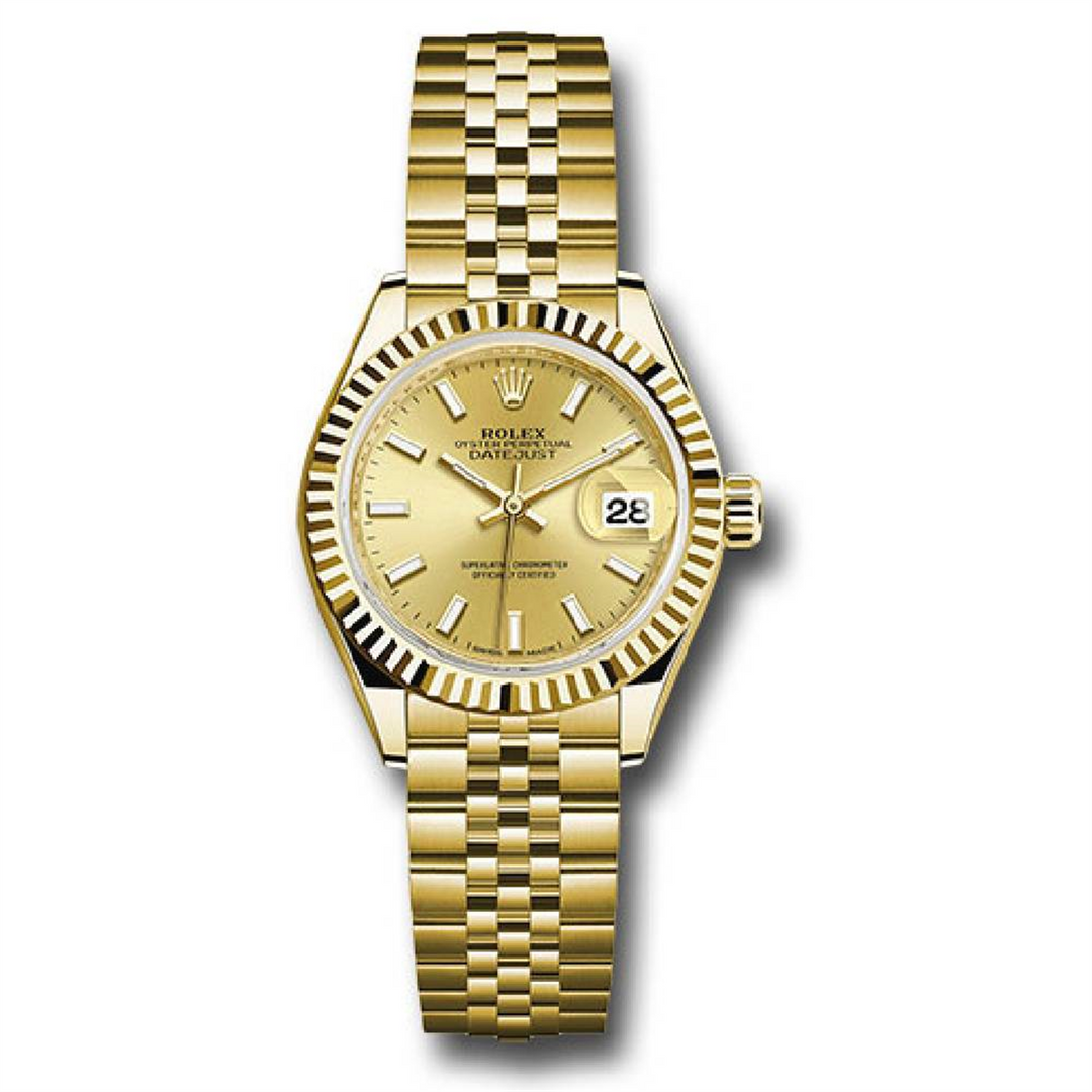 Datejust 26 President Champagne Stick Dial 18-Karat Gold Jubilee Bracelet