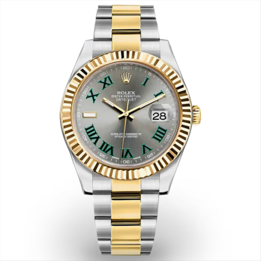 Datejust 41 Wimbledon Dial  Oyster Bracelet in 18-Karat Gold and Stainless Steel