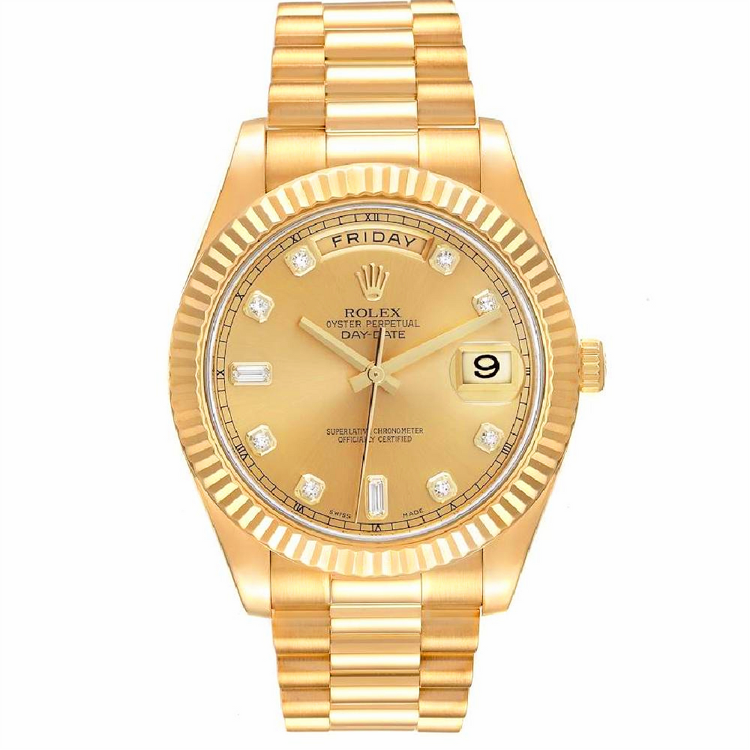 Day Date 41 Champagne Diamond Dial 18-Karat Yellow Gold Presidential