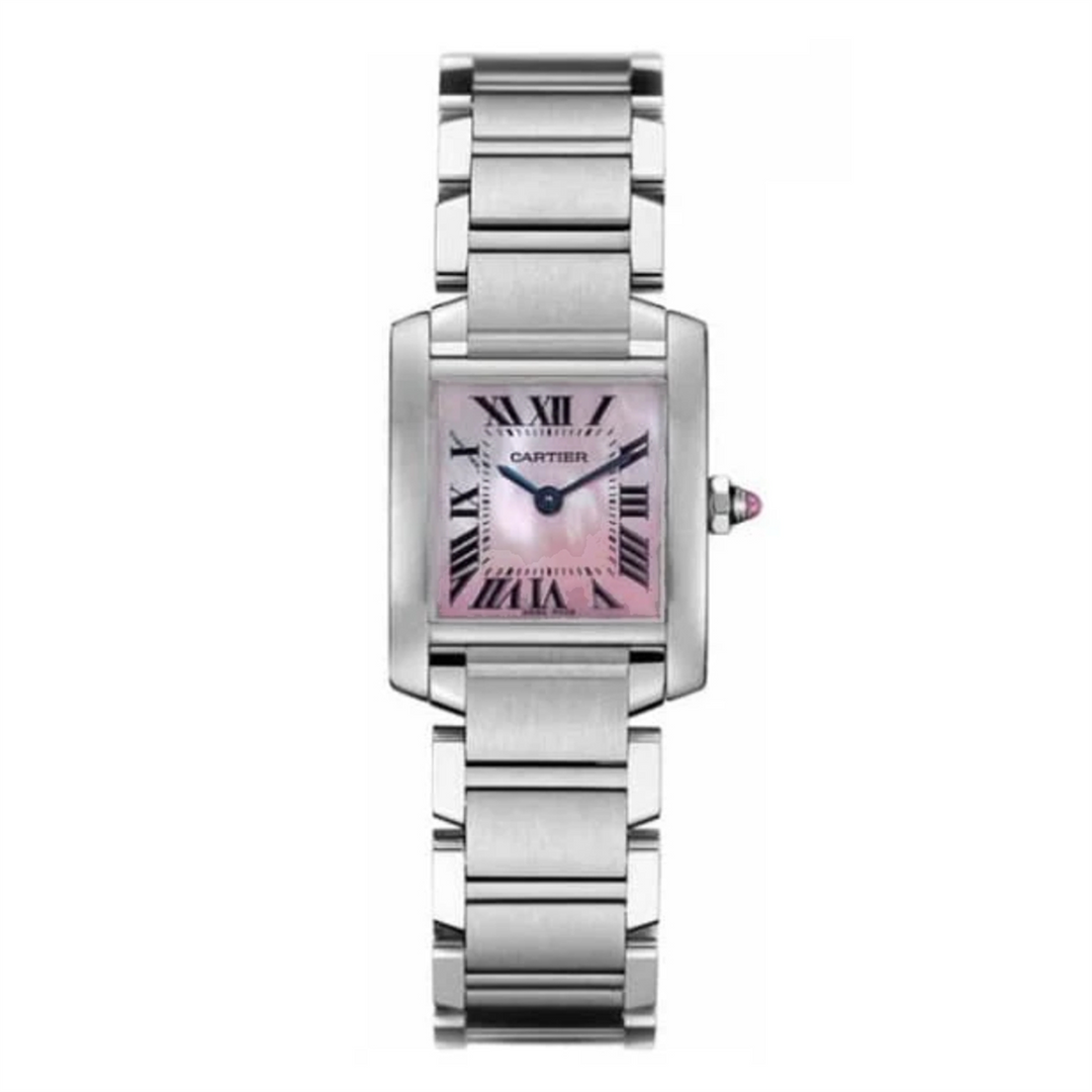 Cartier Ladies Tank Pink Shell Quartz in Stainless Steel
