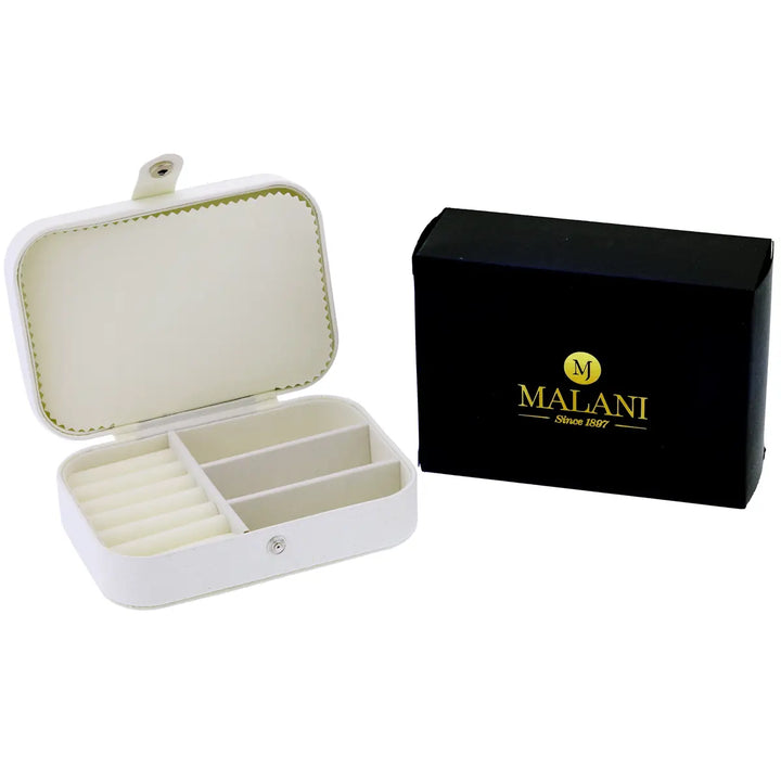 Malani Jewelers White Leather Jewelry Travel Case