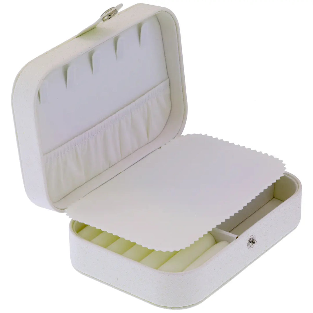 Malani Jewelers White Leather Jewelry Travel Case